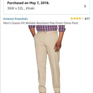 Men’s khaki pants 36X 32 Amazon essentials NEW